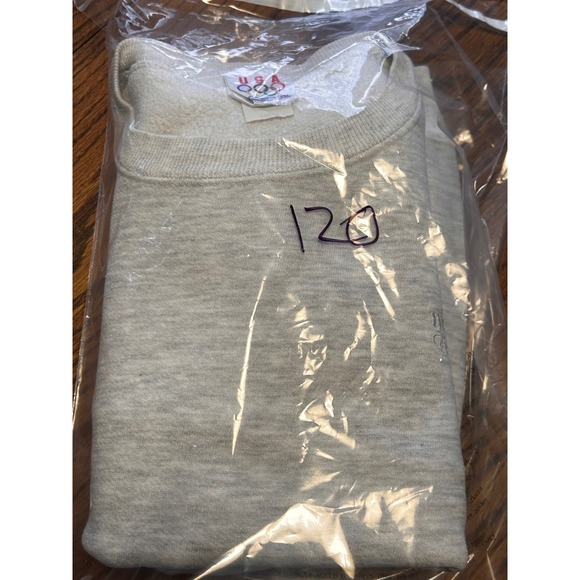 Vintage USA Olympics Crewneck Sweatshirt Gray Embroidered Rings Large - Picture 7 of 7